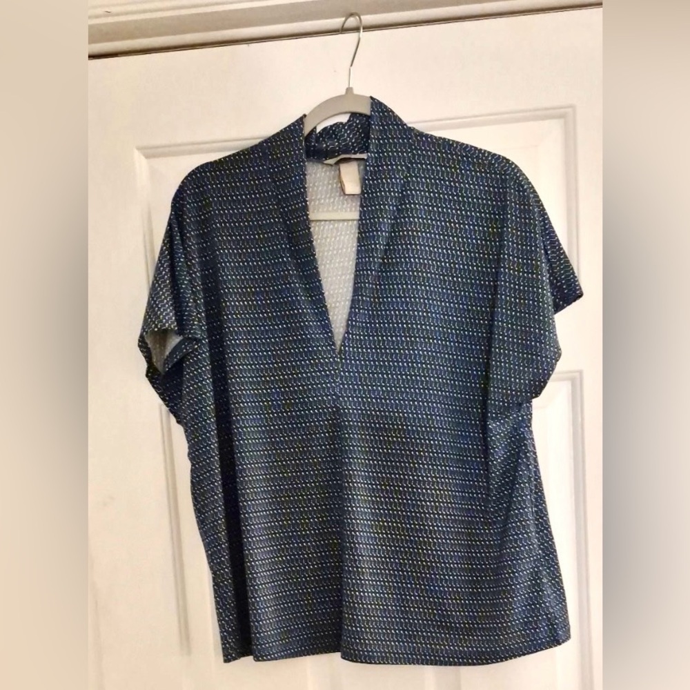 H&M Navy Blue Patterned Blouse